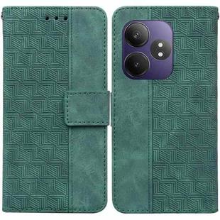 For Realme GT 6 / GT 6T / GT Neo6 Geometric Embossed Leather Phone Case(Green)