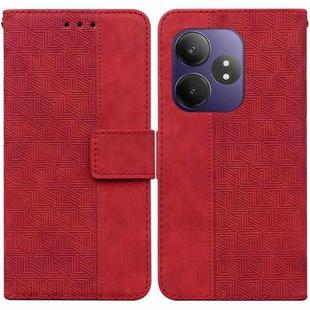 For Realme GT 6 / GT 6T / GT Neo6 Geometric Embossed Leather Phone Case(Red)