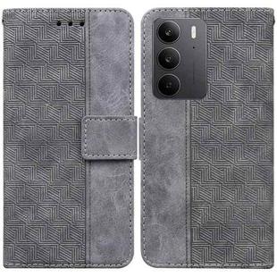 For Realme C75 Geometric Embossed Leather Phone Case(Grey)