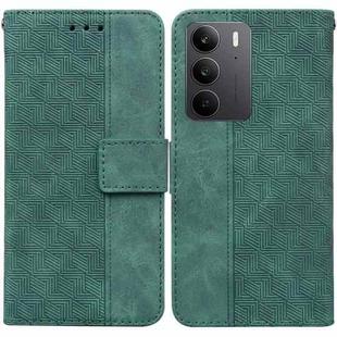 For Realme C75 Geometric Embossed Leather Phone Case(Green)