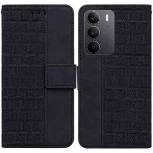 For Realme C75 Geometric Embossed Leather Phone Case(Black)