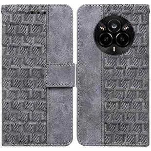 For Realme 14 Pro Geometric Embossed Leather Phone Case(Grey)