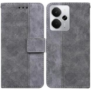 For Realme 14 Geometric Embossed Leather Phone Case(Grey)