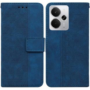 For Realme 14 Geometric Embossed Leather Phone Case(Blue)