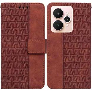For Realme 15 5G / Realme 15 Pro 5G Geometric Embossed Leather Phone Case(Brown)