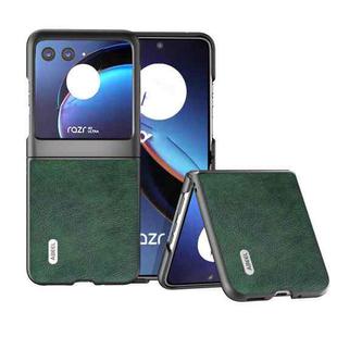 For Motorola Razr 40 Ultra ABEEL Dual Color Lichi Texture PU Phone Case(Green)