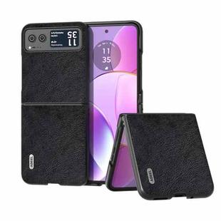 For Motorola Razr 40 ABEEL Dual Color Lichi Texture PU Phone Case(Black)