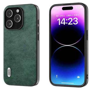 For iPhone 15 Pro ABEEL Dual Color Lichi Texture PU Phone Case(Green)