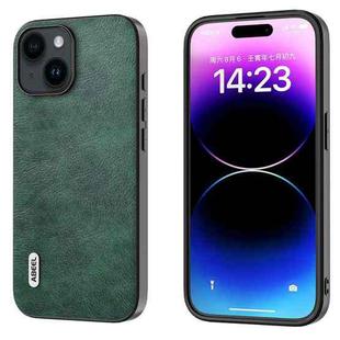 For iPhone 14 Plus ABEEL Dual Color Lichi Texture PU Phone Case(Green)