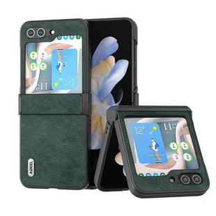 For Samsung Galaxy Z Flip5 ABEEL Dual Color Lichi Texture PU Phone Case(Green)