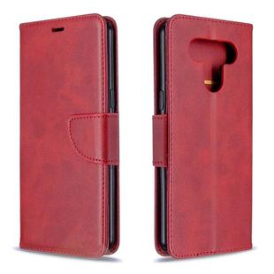 For LG K51 Retro Lambskin Texture Pure Color Horizontal Flip PU Leather Case with Holder & Card Slots & Wallet & Lanyard(Red)