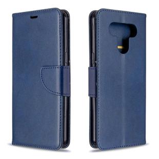 For LG K51 Retro Lambskin Texture Pure Color Horizontal Flip PU Leather Case with Holder & Card Slots & Wallet & Lanyard(Blue)