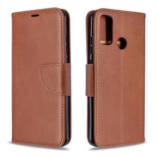 For Huawei P Smart (2020) Retro Lambskin Texture Pure Color Horizontal Flip PU Leather Case with Holder & Card Slots & Wallet & Lanyard(Brown)