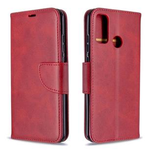 For Huawei P Smart (2020) Retro Lambskin Texture Pure Color Horizontal Flip PU Leather Case with Holder & Card Slots & Wallet & Lanyard(Red)