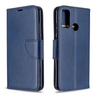 For Huawei P Smart (2020) Retro Lambskin Texture Pure Color Horizontal Flip PU Leather Case with Holder & Card Slots & Wallet & Lanyard(Blue)