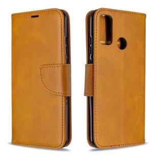 For Huawei P Smart (2020) Retro Lambskin Texture Pure Color Horizontal Flip PU Leather Case with Holder & Card Slots & Wallet & Lanyard(Yellow)