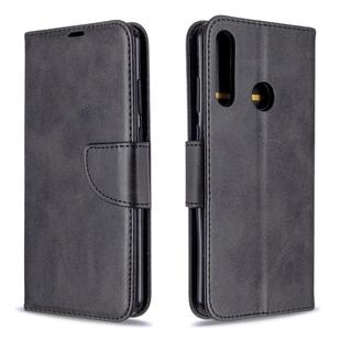 For Huawei Y6P Retro Lambskin Texture Pure Color Horizontal Flip PU Leather Case with Holder & Card Slots & Wallet & Lanyard(Black)