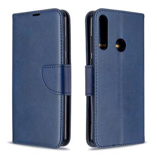 For Huawei Y6P Retro Lambskin Texture Pure Color Horizontal Flip PU Leather Case with Holder & Card Slots & Wallet & Lanyard(Blue)