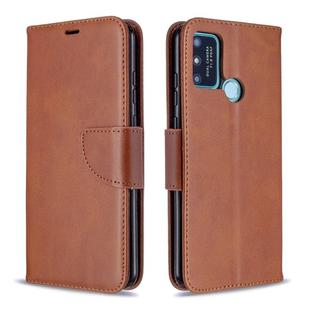 For Huawei Honor 9A Retro Lambskin Texture Pure Color Horizontal Flip PU Leather Case with Holder & Card Slots & Wallet & Lanyard(Brown)