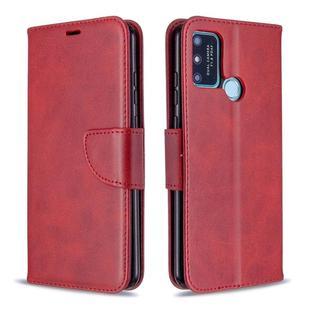 For Huawei Honor 9A Retro Lambskin Texture Pure Color Horizontal Flip PU Leather Case with Holder & Card Slots & Wallet & Lanyard(Red)