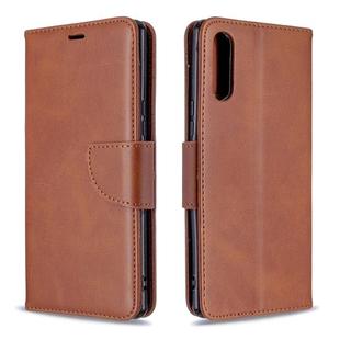 For Sony Xperia L4 Retro Lambskin Texture Pure Color Horizontal Flip PU Leather Case with Holder & Card Slots & Wallet & Lanyard(Brown)