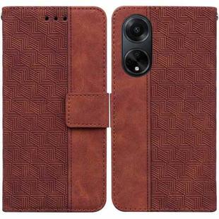 For OPPO A98 5G / F23 5G India Geometric Embossed Leather Phone Case(Brown)