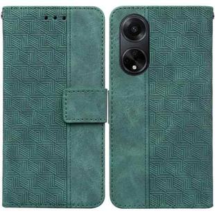 For OPPO A98 5G / F23 5G India Geometric Embossed Leather Phone Case(Green)