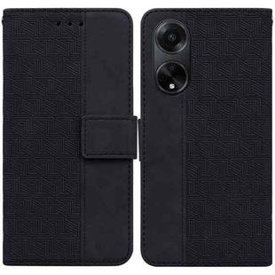 For OPPO A98 5G / F23 5G India Geometric Embossed Leather Phone Case(Black)