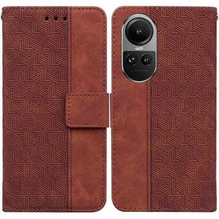 For OPPO Reno10 5G Global/Reno10 Pro Global Geometric Embossed Leather Phone Case(Brown)