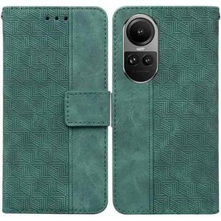 For OPPO Reno10 5G Global/Reno10 Pro Global Geometric Embossed Leather Phone Case(Green)