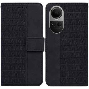 For OPPO Reno10 5G Global/Reno10 Pro Global Geometric Embossed Leather Phone Case(Black)