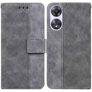 For OPPO A58 4G Geometric Embossed Leather Phone Case(Grey)