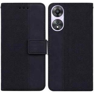 For OPPO A58 4G Geometric Embossed Leather Phone Case(Black)