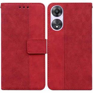 For OPPO A58 4G Geometric Embossed Leather Phone Case(Red)