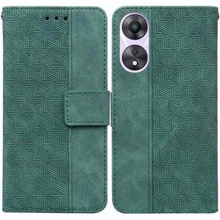 For OPPO A78 4G Geometric Embossed Leather Phone Case(Green)