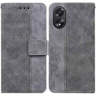 For OPPO A38 4G / A18 Geometric Embossed Leather Phone Case(Grey)