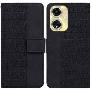 For OPPO A59 5G / A2M Geometric Embossed Leather Phone Case(Black)