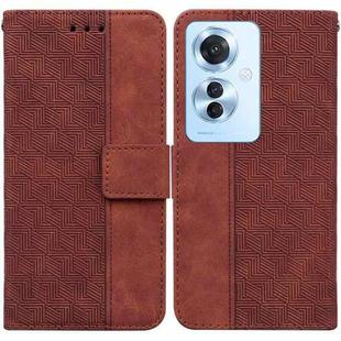 For OPPO Reno11 F Global Geometric Embossed Leather Phone Case(Brown)
