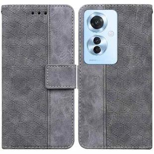 For OPPO Reno11 F Global Geometric Embossed Leather Phone Case(Grey)