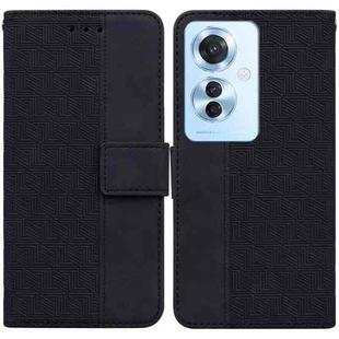 For OPPO F25 Pro 5G Global Geometric Embossed Leather Phone Case(Black)