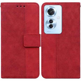 For OPPO F25 Pro 5G Global Geometric Embossed Leather Phone Case(Red)