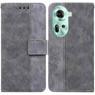 For OPPO Reno11 Global Geometric Embossed Leather Phone Case(Grey)