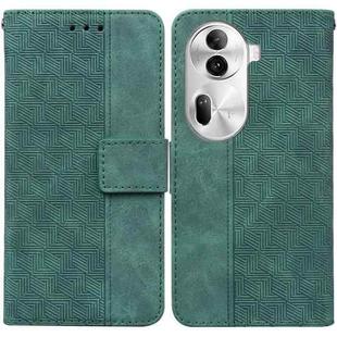 For OPPO Reno11 Pro 5G Global Geometric Embossed Leather Phone Case(Green)