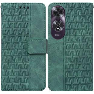 For OPPO A60 4G Geometric Embossed Leather Phone Case(Green)