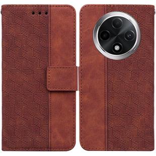 For OPPO A3 Pro 5G Geometric Embossed Leather Phone Case(Brown)