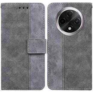 For OPPO A3 Pro 5G Geometric Embossed Leather Phone Case(Grey)