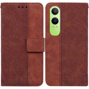 For OPPO K12x Geometric Embossed Leather Phone Case(Brown)