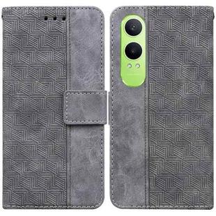 For OPPO K12x Geometric Embossed Leather Phone Case(Grey)