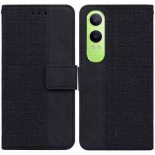 For OPPO K12x Geometric Embossed Leather Phone Case(Black)