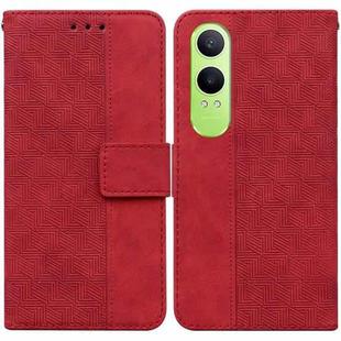 For OPPO K12x Geometric Embossed Leather Phone Case(Red)